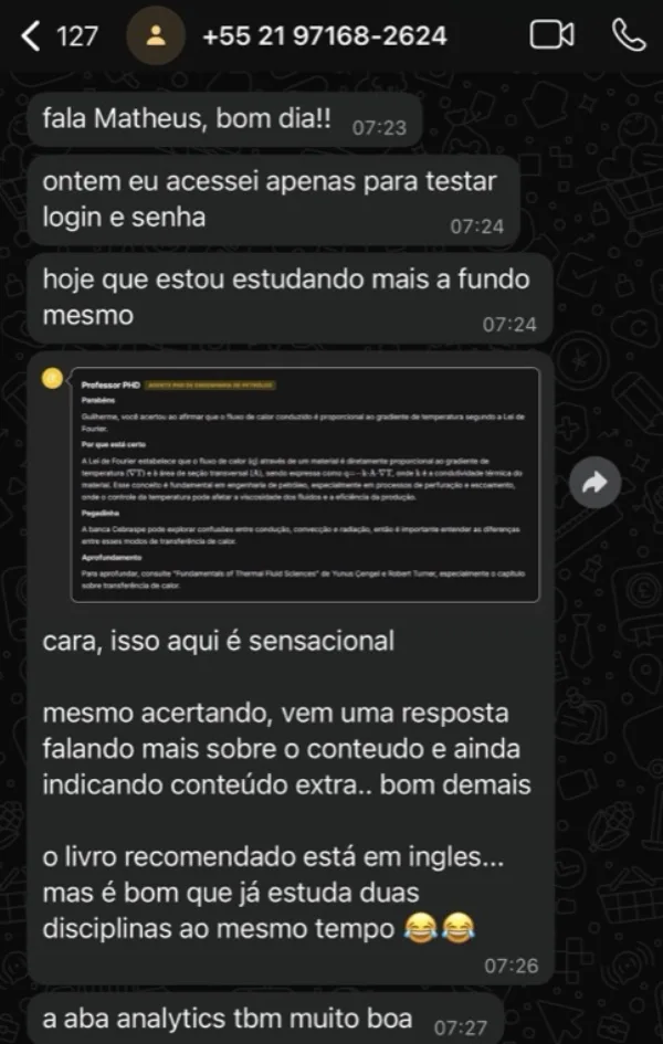 Depoimento de aluno do QBizu Petro